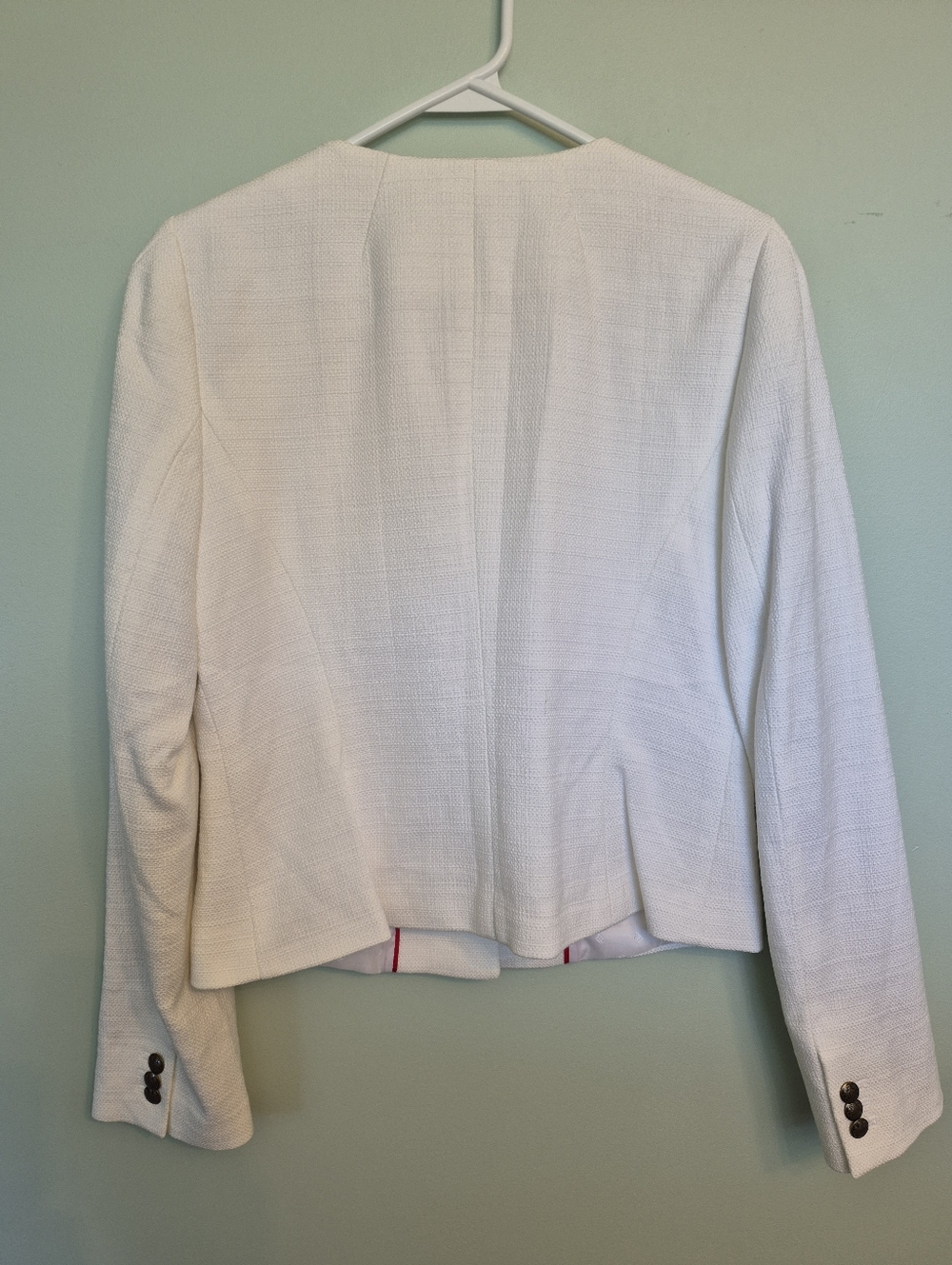 Banana Republic Women's Preppy Old Money White Tweed Blazer / Lady Jacket Size 8 - Picture 8 of 10